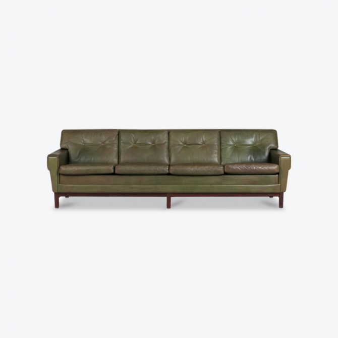 4 Seat Sofa In Olive Leather 1960s Denmark Thumb.jpg