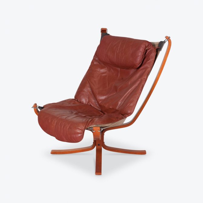 High Back Falcon Armchair By Sigurd Ressell For Vatne Mobler In Patinated Cognac Leather 1970s Norway Thumb.jpg