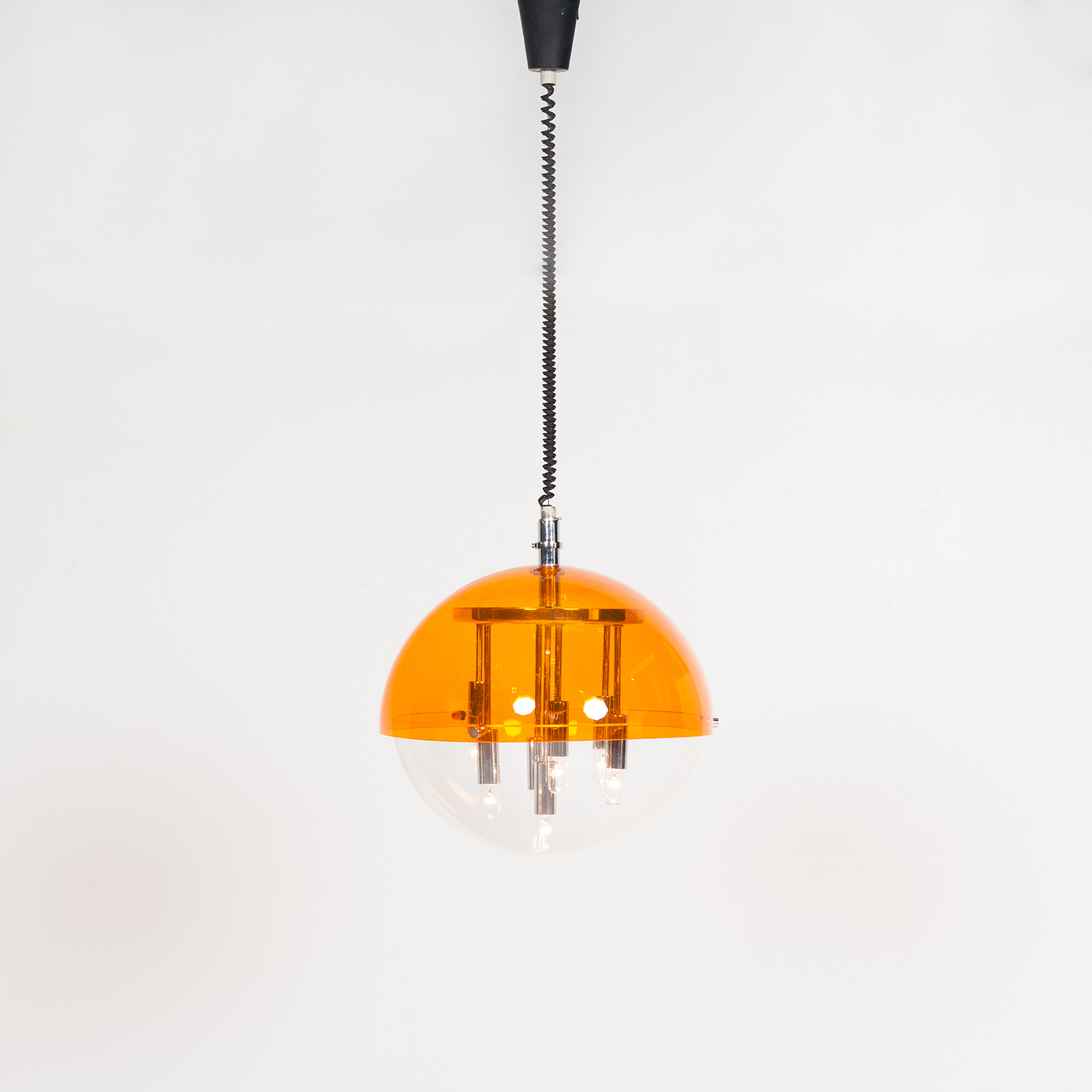 Sputnik Style Pendant In Orange And Translucent Plexiglass, 1960s, The Netherlands 4