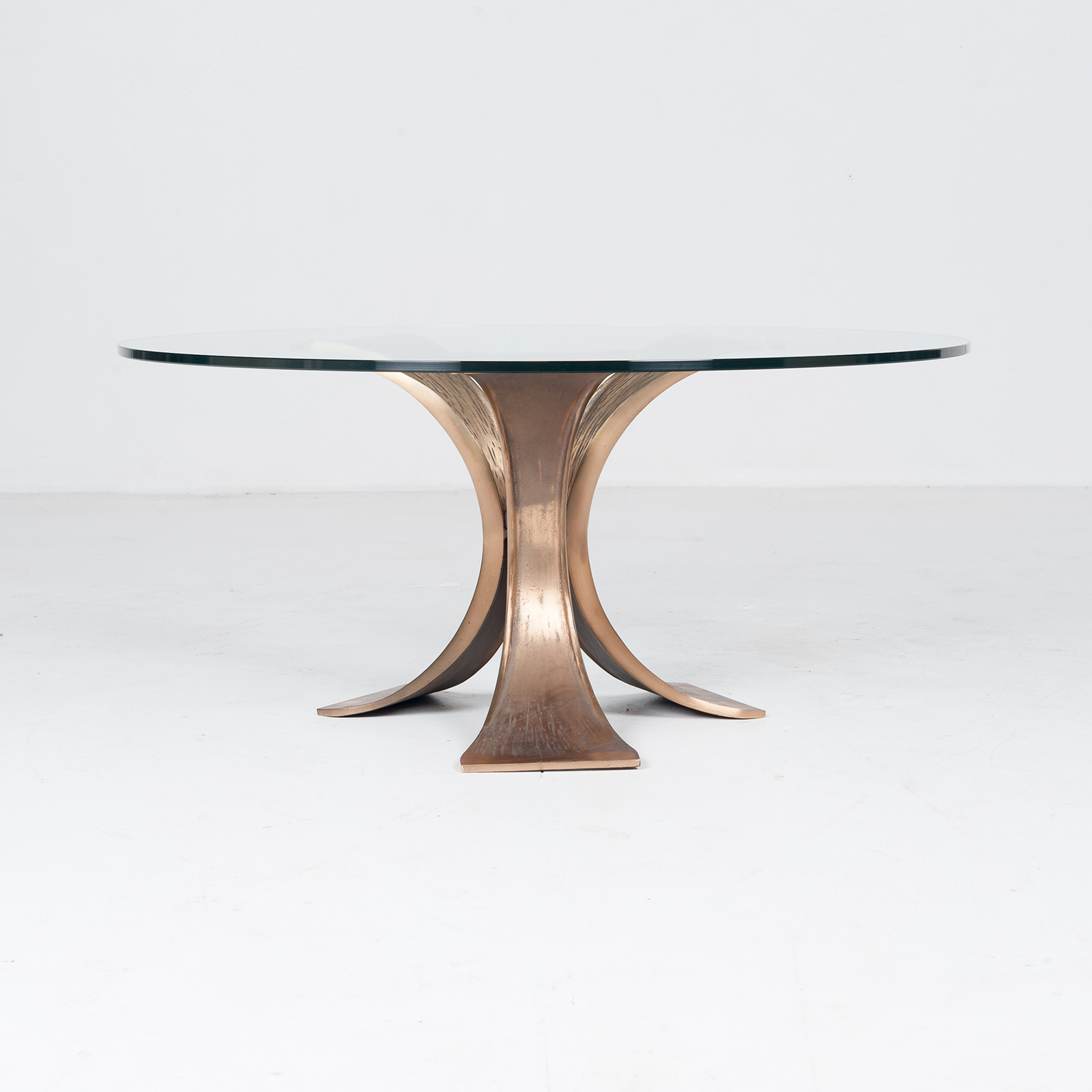 Brutalist Coffee Table In Bronze And Glass, 1970s, Belgium1