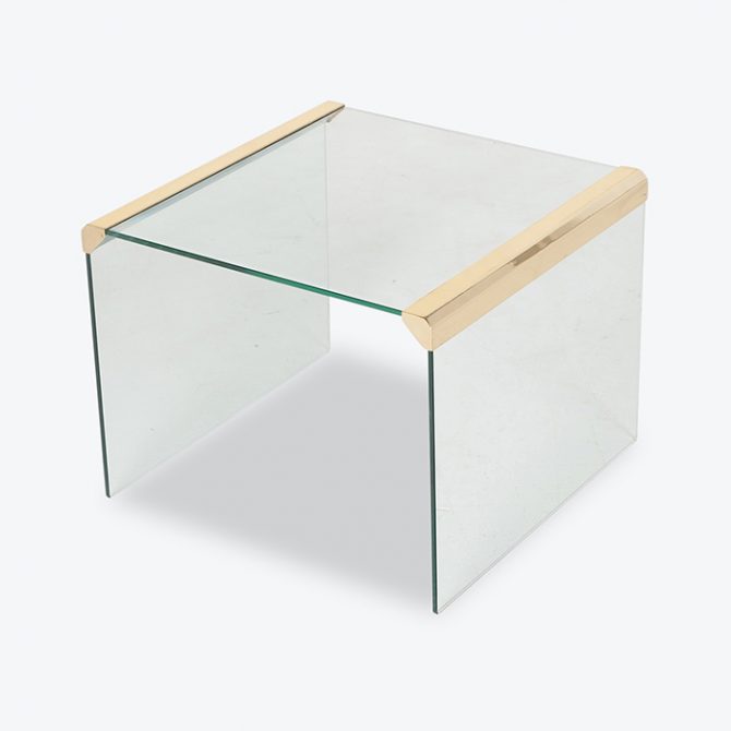 Waterfall Side Table By Pace In Glass And Anodised Brass, 1970s, United States Thumb