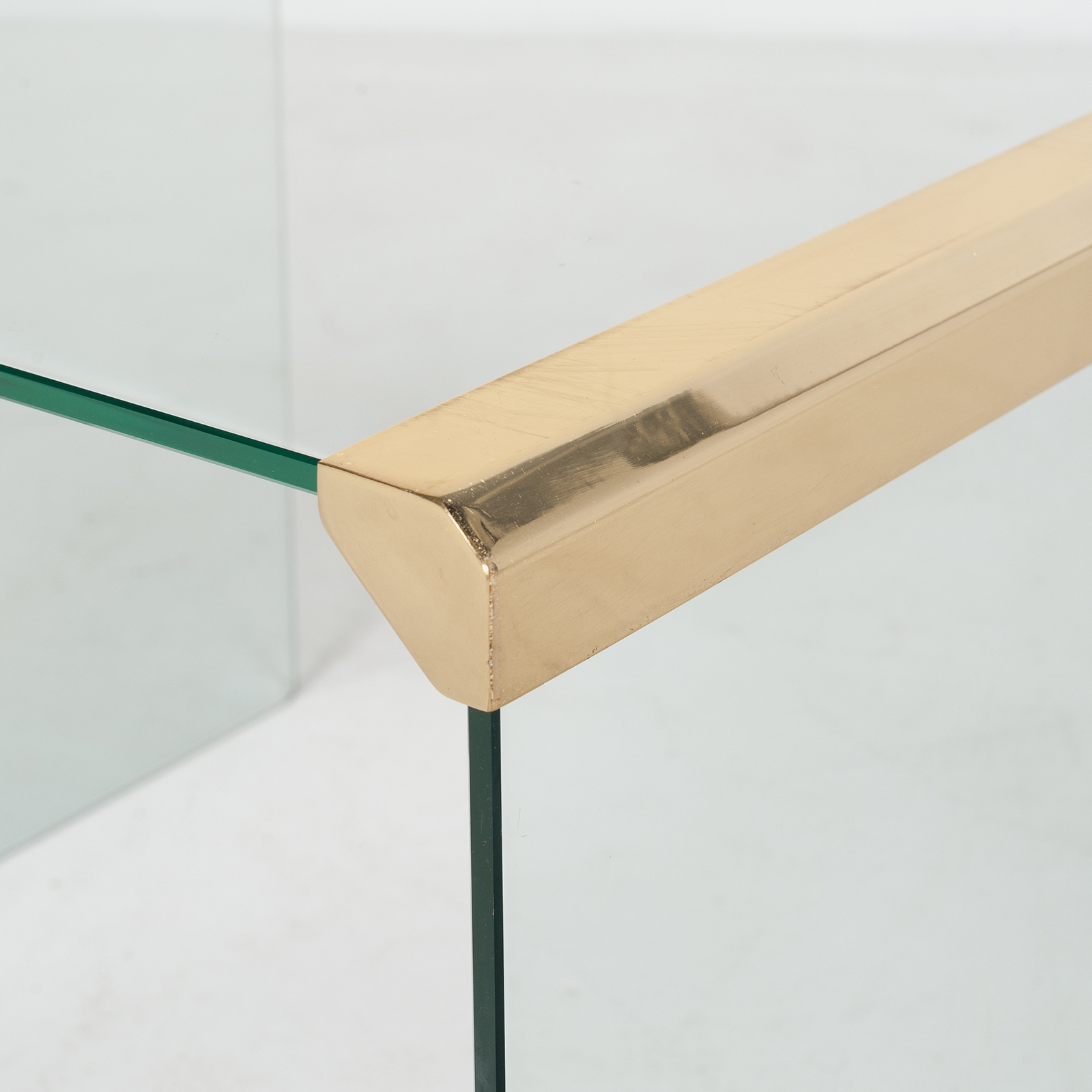 Waterfall Side Table By Pace In Glass And Anodised Brass, 1970s, United States901