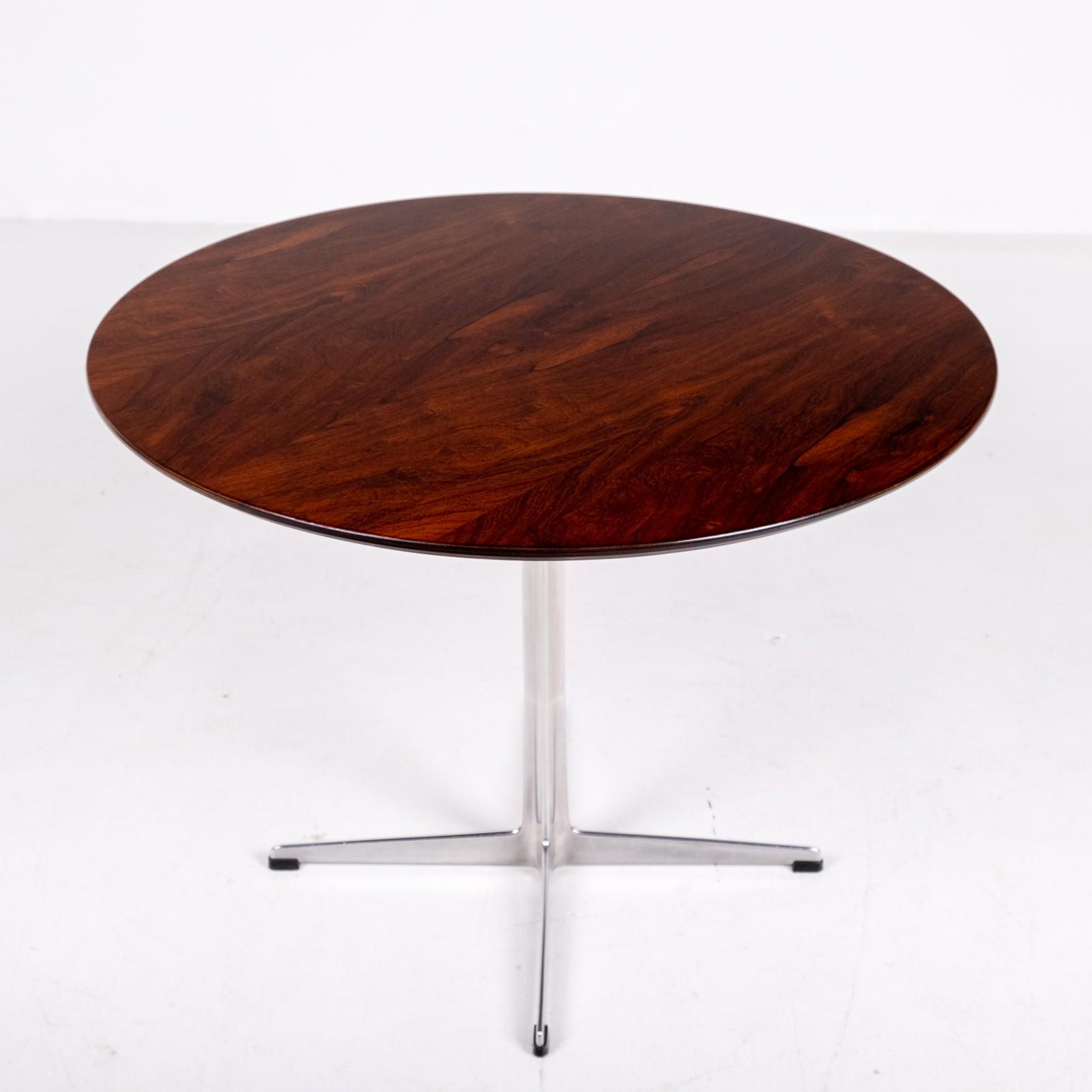 Cafe Table By Arne Jacobsen With Rosewood Top And Steel Pedestal Base, 1960s, Denmark 05