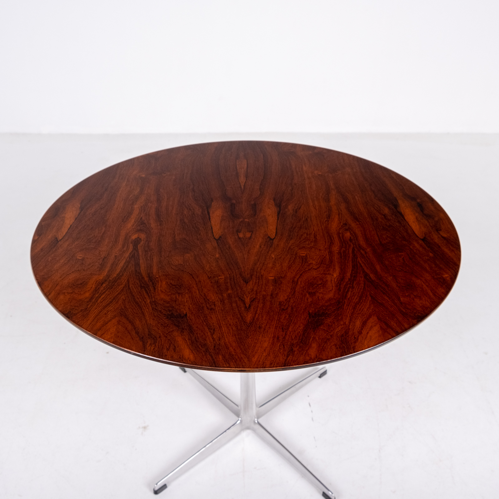 Cafe Table By Arne Jacobsen With Rosewood Top And Steel Pedestal Base, 1960s, Denmark 08