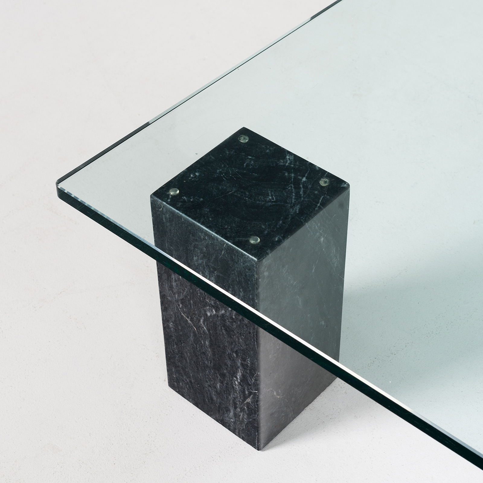 Coffee Table In Black Carrara Marble, 3 Elements With Glass Top, Dutch 1980s3