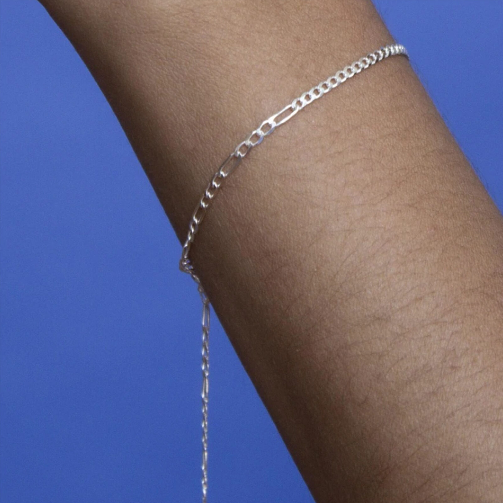 Half And Half Thin Chain Bracelet In Sterling Silver By Newend Jewellery Hero