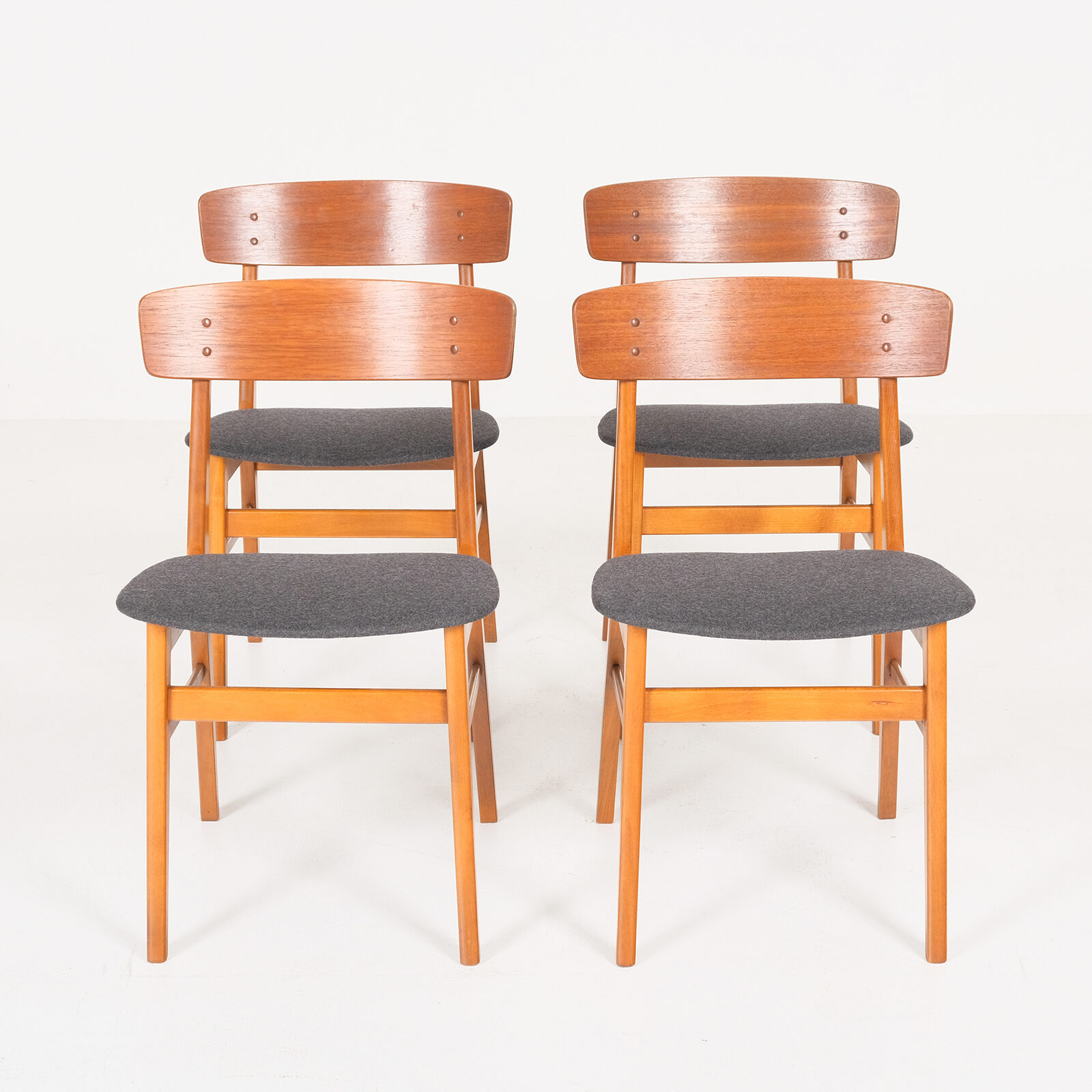 Set Of 4 Square Back Dining Chairs By Farstrup In Teak, 1950s, Denmark 7