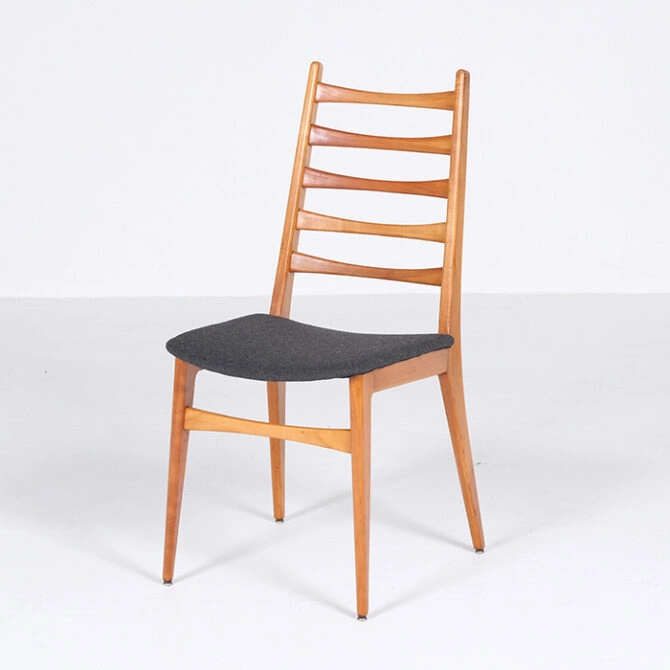 Mt Dc 165 414 Dk Set Of 6 Dining Chairs With Ladder Back In Teak, 1960s, Norway Thumb