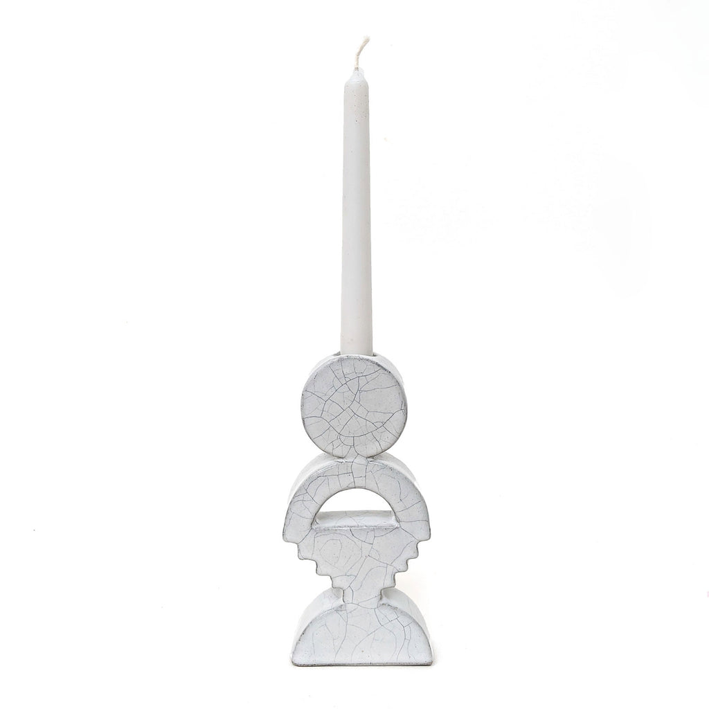Monument Candle Holder in Crackle Midfire Clay by Oh Hey Grace